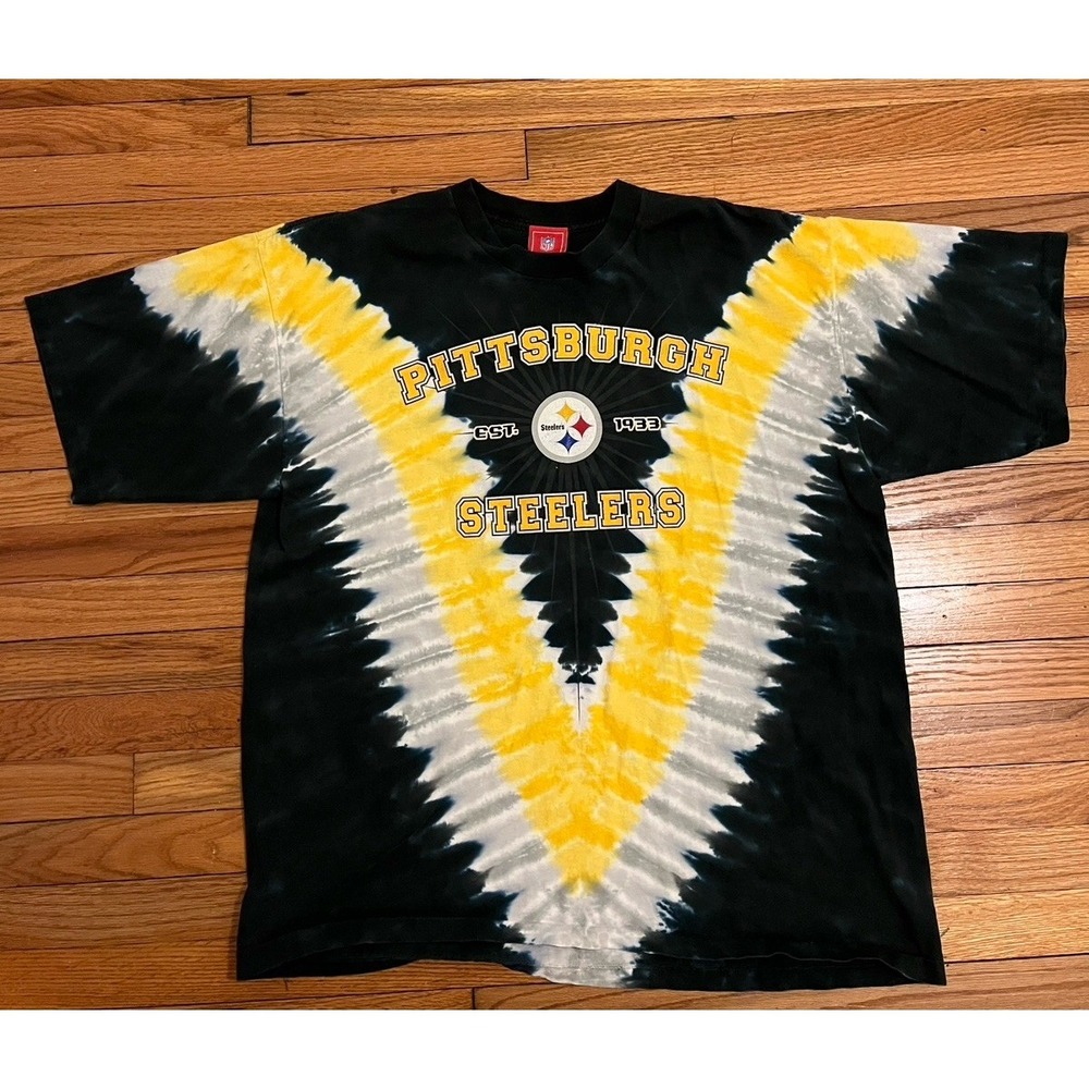 Vintage 90s NFL Tie Dye Pittsburgh Steelers XXL Shirt Single Stitch Rare AOP